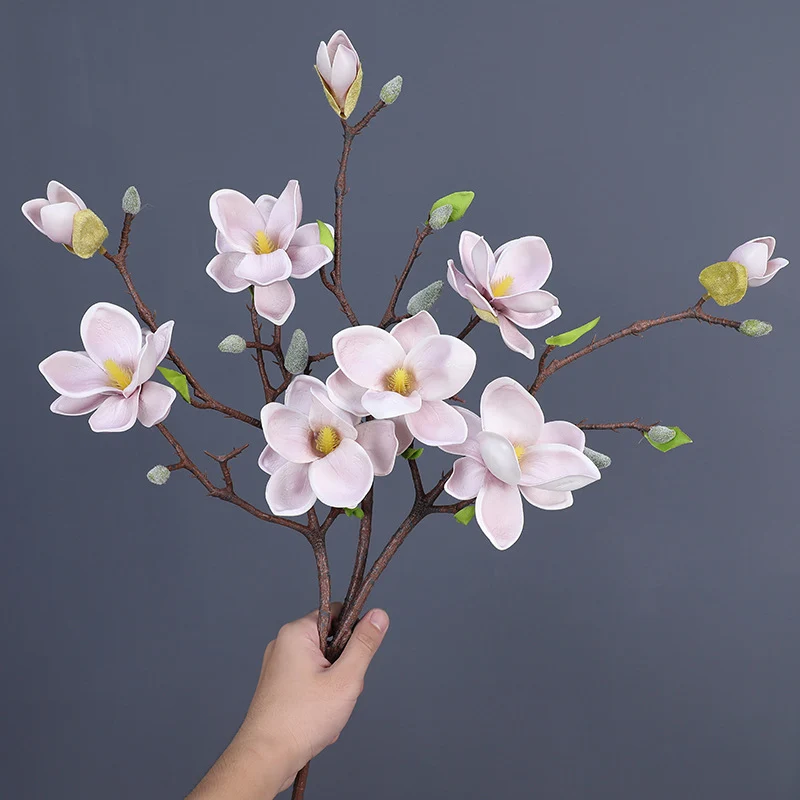 Künstliche Magnolie 51 cm | Realistische EVA-Kunstblume für Vase, Hochzeit & Wohndeko