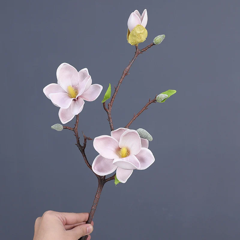 Künstliche Magnolie 51 cm | Realistische EVA-Kunstblume für Vase, Hochzeit & Wohndeko