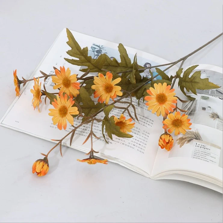 6 Bündel 56cm Herbst- und Winterfarben Gänseblümchen Kunstblumen Künstliche Marguerite Blumen wie Echt