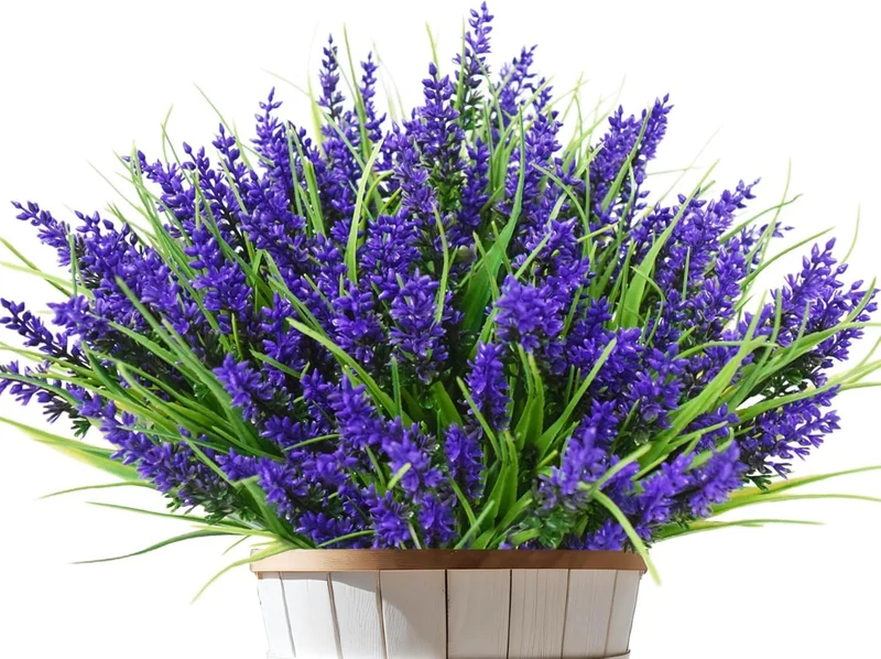 12 Bündel 35cm Kunstblumen wie Echt Künstliche Blumen Lavendel Outdoor Wetterfest Balkonpflanzen Frühling Plastikblumen Blumenstrauß für Draußen Balkonkasten Balkon Garten Deko