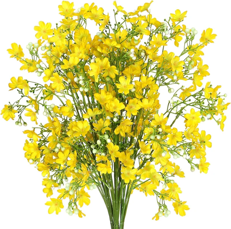 67CM 8 Bündel Lebensecht Langlebig Pflegeleicht Daphne Künstliche Blumen Seidenblumen Kunstblumen für Balkon, Garten und Outdoor-Deko