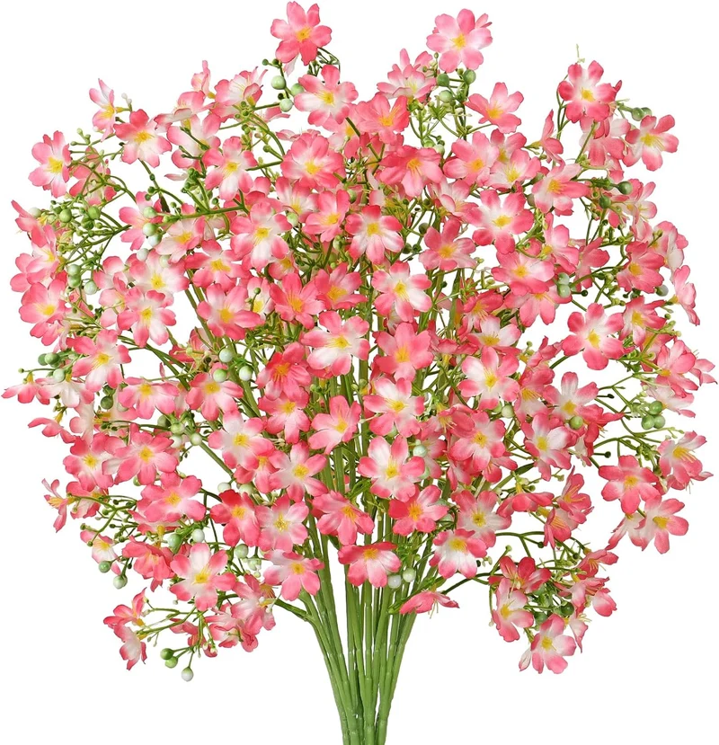 67CM 8 Bündel Lebensecht Langlebig Pflegeleicht Daphne Künstliche Blumen Seidenblumen Kunstblumen für Balkon, Garten und Outdoor-Deko