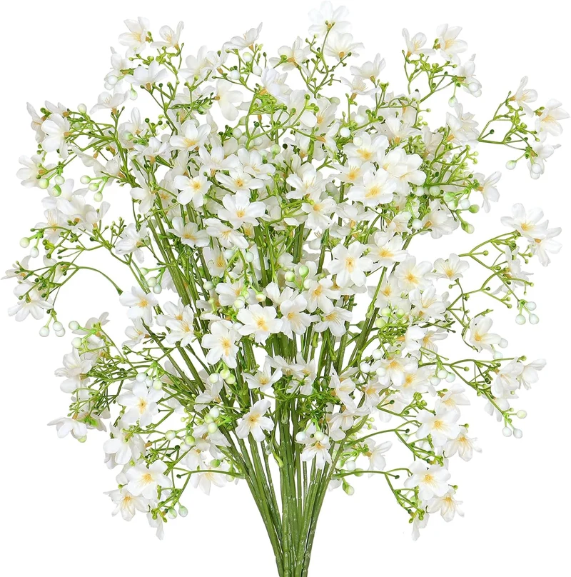 67CM 8 Bündel Lebensecht Langlebig Pflegeleicht Daphne Künstliche Blumen Seidenblumen Kunstblumen für Balkon, Garten und Outdoor-Deko