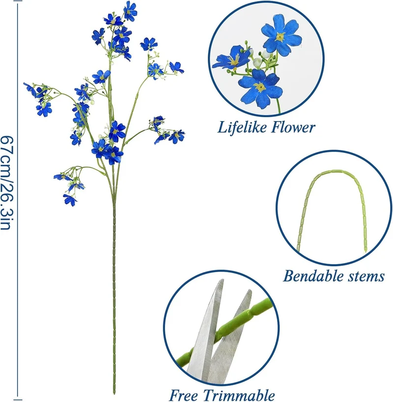 67CM 8 Bündel Lebensecht Langlebig Pflegeleicht Daphne Künstliche Blumen Seidenblumen Kunstblumen für Balkon, Garten und Outdoor-Deko