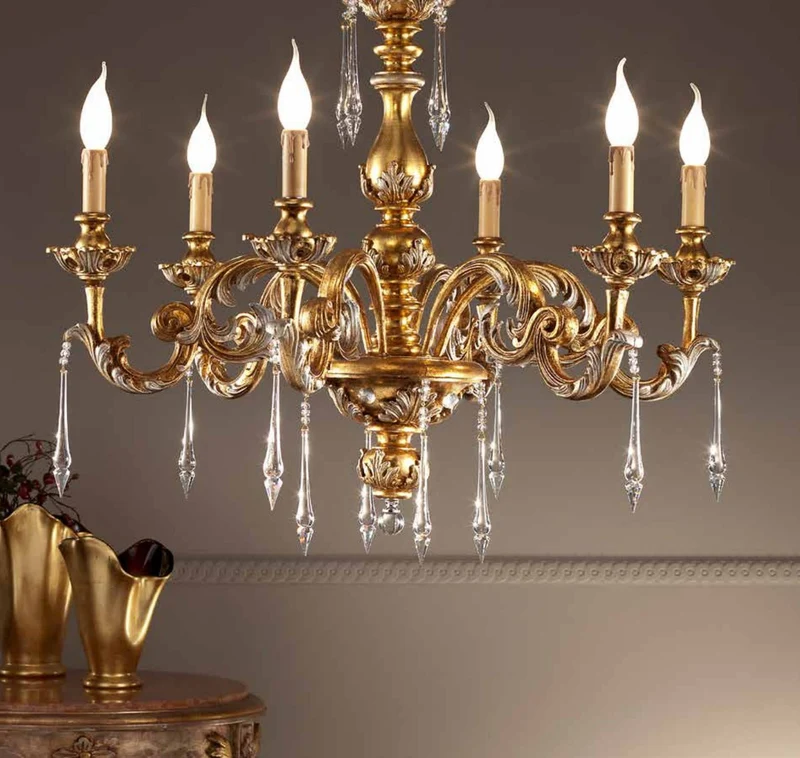 Casa Padrino Barock Kronleuchter Ø 80 x H. 75 cm 6-flammig - Handgefertigte Leuchte aus Italien - Barock Leuchten