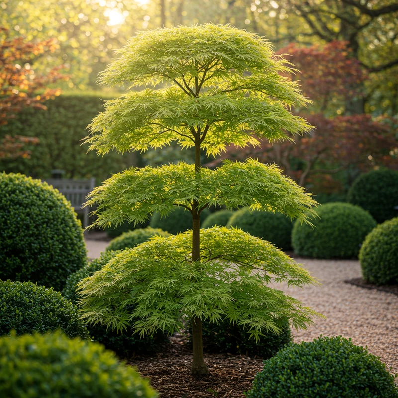 Japanischer Ahorn - Acer palmatum Emerald Lace - Grün - 1 Pflanze - Laubabwerfend - Topf 19cm Höhe 70cm