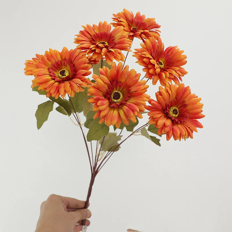 49cm künstlicher Gerbera-Busch – 9 Stiele für Herbst- und Winterdekoration