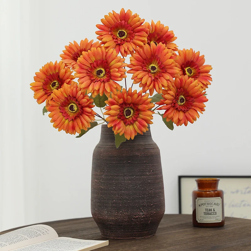49cm künstlicher Gerbera-Busch – 9 Stiele für Herbst- und Winterdekoration