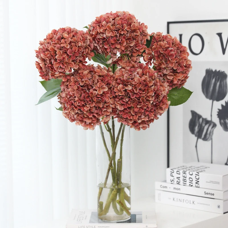 66 cm Vintage-Künstliche Hydrangeenstiele– Herbst- und Winterblumen