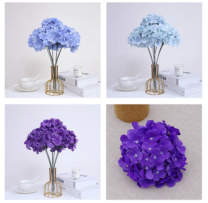 künstliche Hortensien Köpfe mit Stielen, Flauschige große Rispenhortensie gefälschte Blumen für DIY Blumenarrangements, Hochzeitsfeier Home Office Dekor, Herzstück