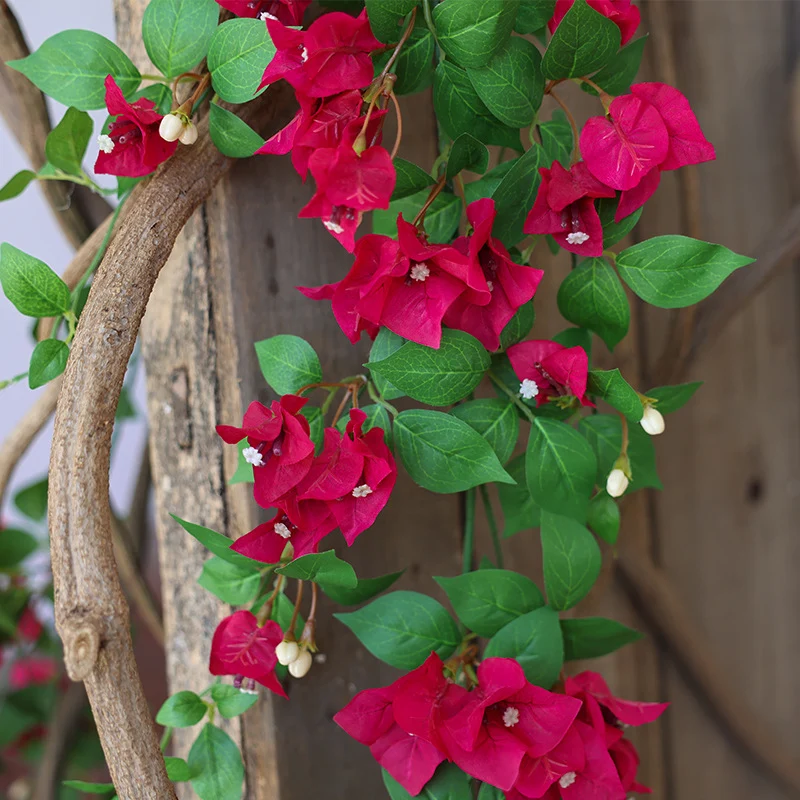 150 cm Künstliche Bougainvillea Hängeblumen, UV-beständig & wetterfest für Außen, lange Kunstranke für Balkon, Terrasse & Porch Dekoration