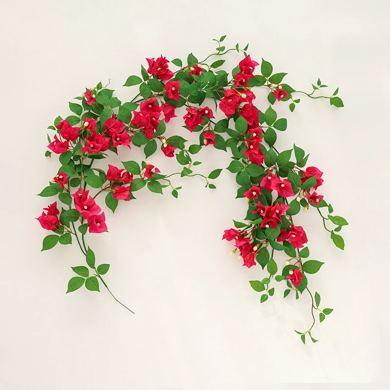 150 cm Künstliche Bougainvillea Hängeblumen, UV-beständig & wetterfest für Außen, lange Kunstranke für Balkon, Terrasse & Porch Dekoration