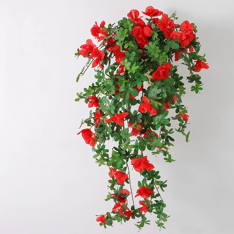 2er Pack Künstliche Azaleen Hängepflanzen, UV-beständig 84cm, Kunstblumen für Balkonkasten & Terrasse, Wetterfest