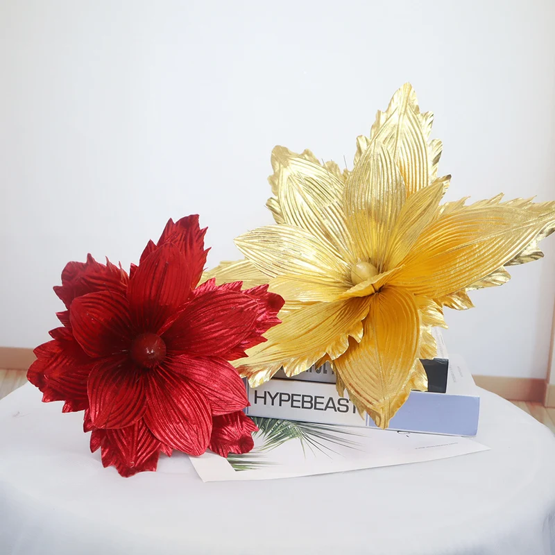 50 cm Große Künstliche Poinsettie Weihnachtsblumen Weihnachtsbaumschmuck für Festliche Dekoration