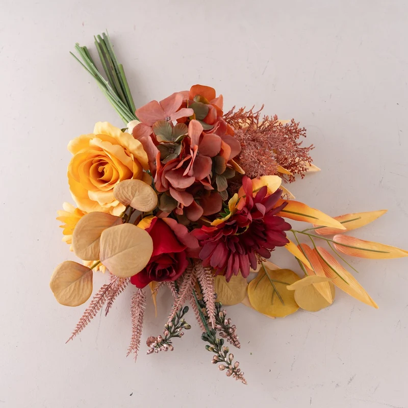 44 cm Herbstlicher Rosen- und Chrysanthemenstrauß für Arrangements, Home Decor, Wohnraumgestaltung & DIY-Dekoprojekte