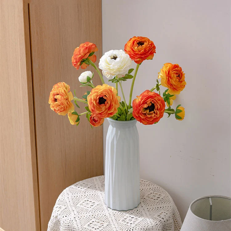 50 cm Künstliche Seidenblumen mit Hahnenfußstängeln zur Hochzeits- und Heimdekoration