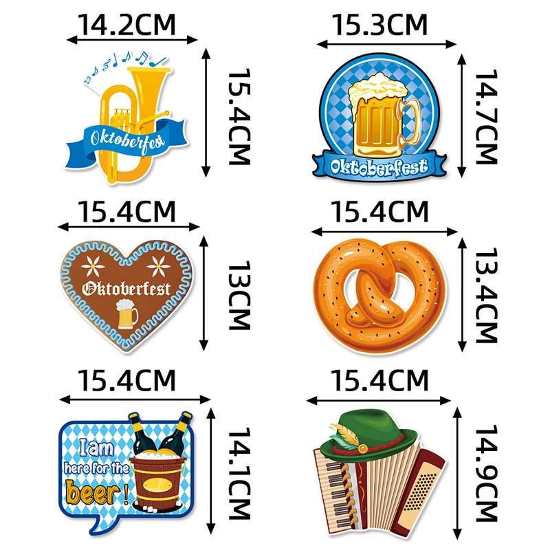 6er Set Oktoberfest Dekorationsstücke für Vasen, Feierdekoration