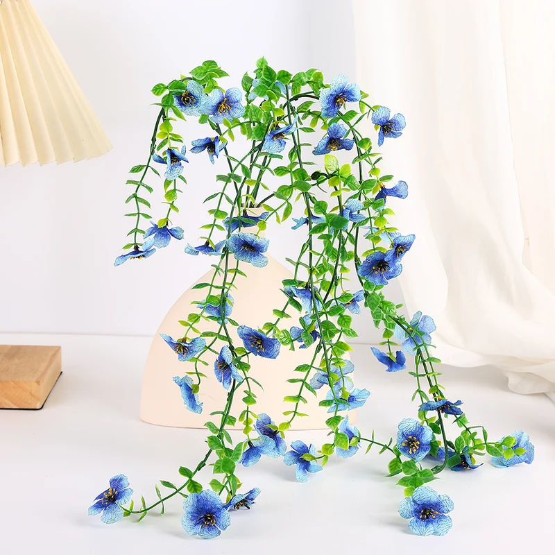 75 cm künstliche Violeen Veilchen - wandhängende Pflanzenranke Kunstpflanzenranke für Wanddekor