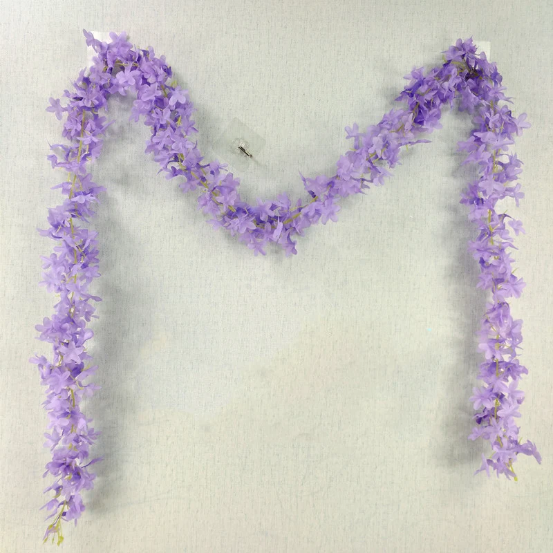 2 Meter langer Flieder Girlande Üppige Girlande aus Seide für Tischdekoration, Hochzeit & Wandschmuck
