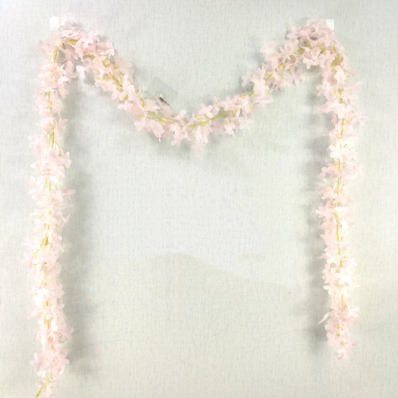 2 Meter langer Flieder Girlande Üppige Girlande aus Seide für Tischdekoration, Hochzeit & Wandschmuck