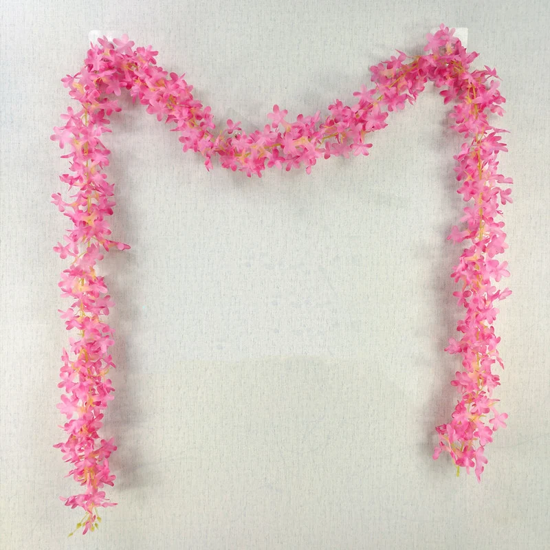 2 Meter langer Flieder Girlande Üppige Girlande aus Seide für Tischdekoration, Hochzeit & Wandschmuck