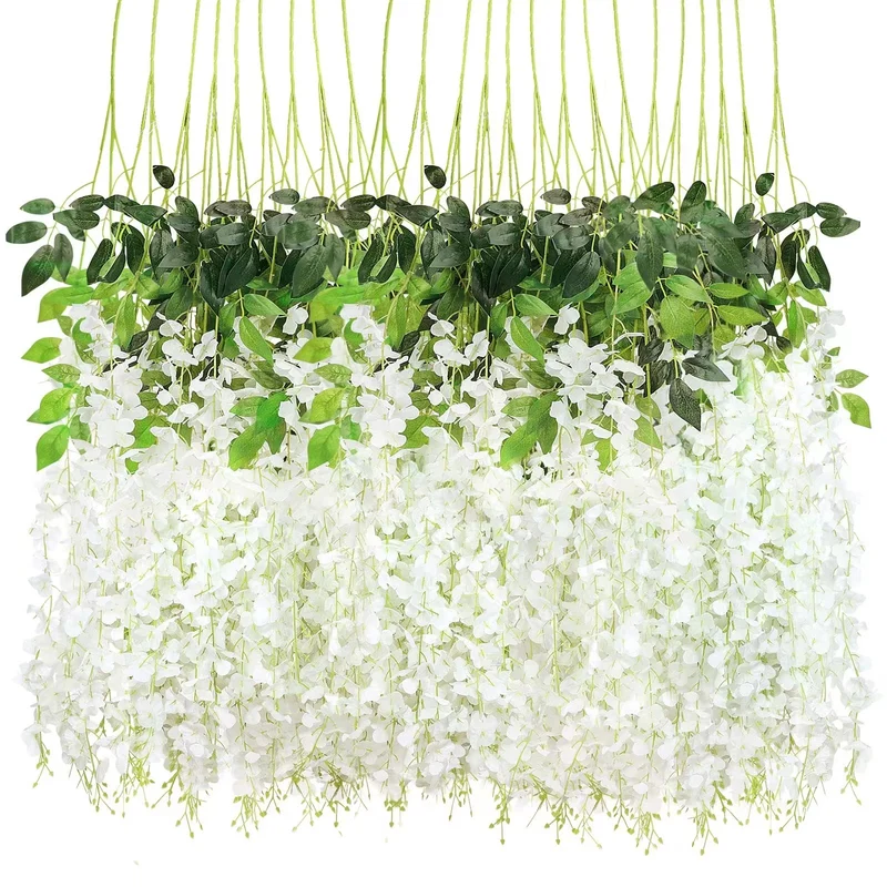 Künstliche Glyzinien-Girlande 12 Stück Blütenreben für Outdoor Deko, Hof & Garten