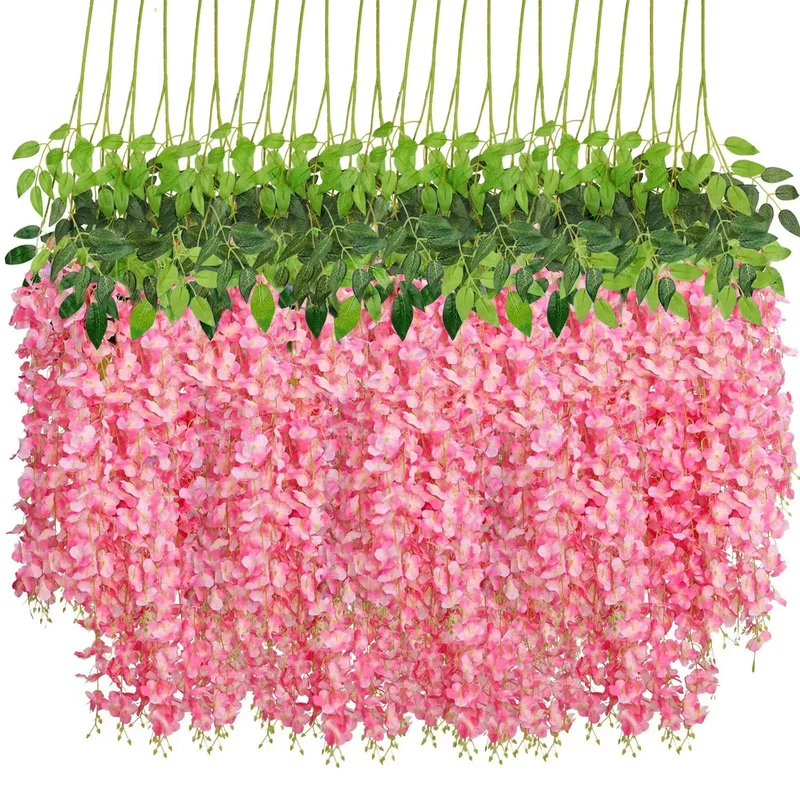 Künstliche Glyzinien-Girlande 12 Stück Blütenreben für Outdoor Deko, Hof & Garten