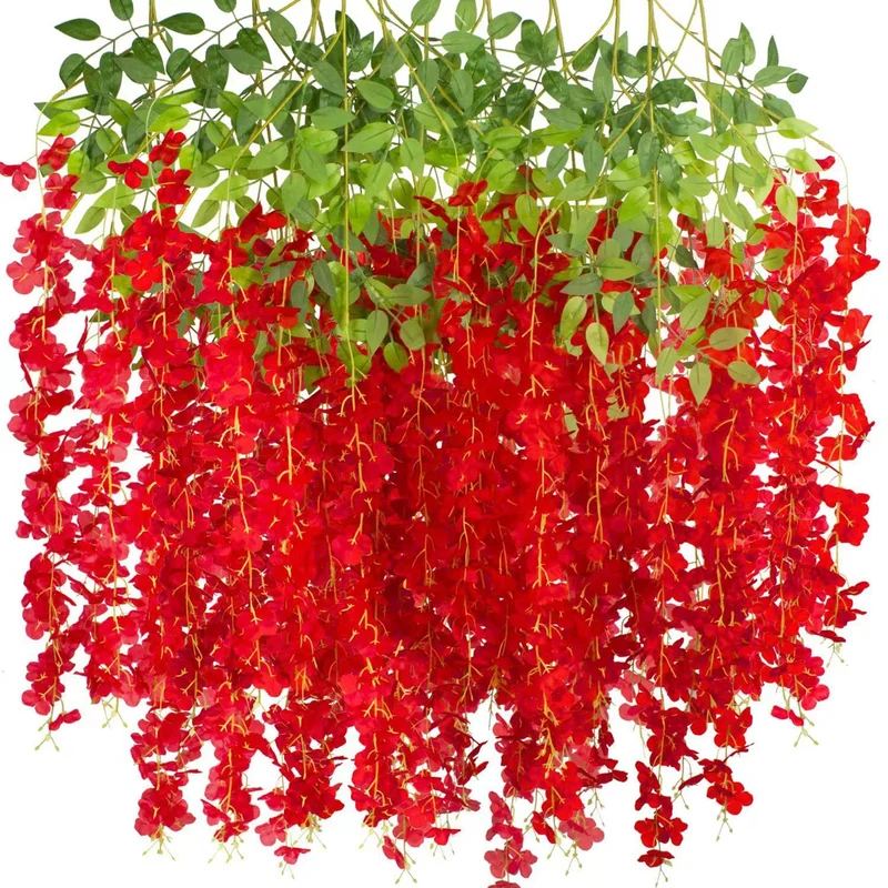 Künstliche Glyzinien-Girlande 12 Stück Blütenreben für Outdoor Deko, Hof & Garten
