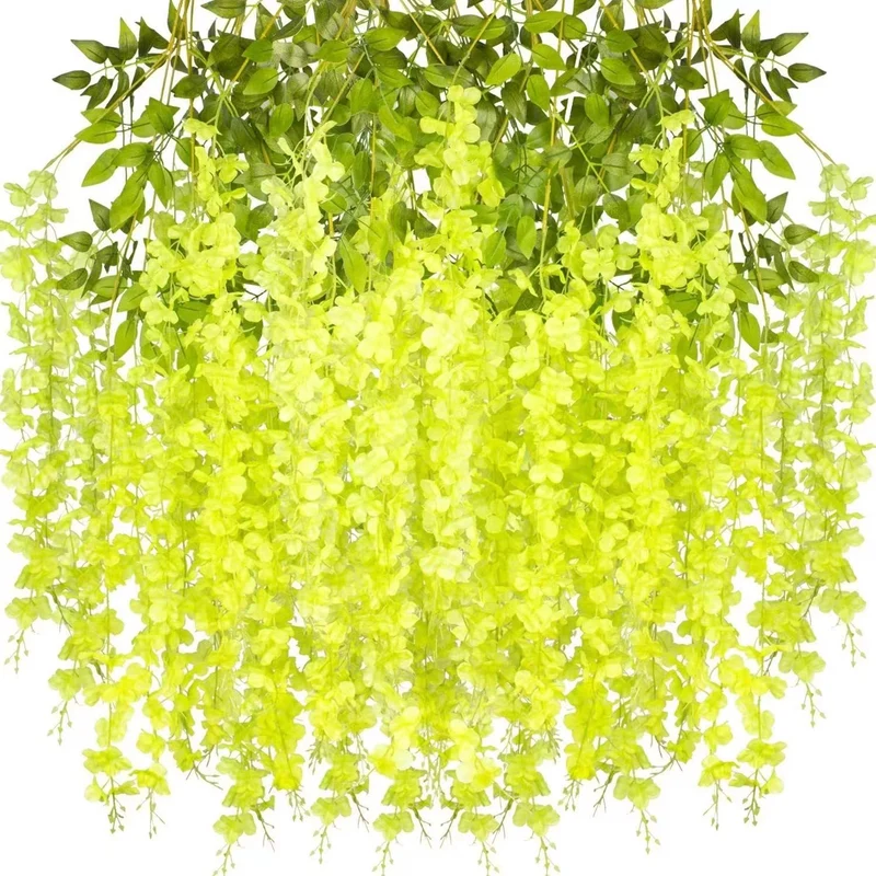 Künstliche Glyzinien-Girlande 12 Stück Blütenreben für Outdoor Deko, Hof & Garten