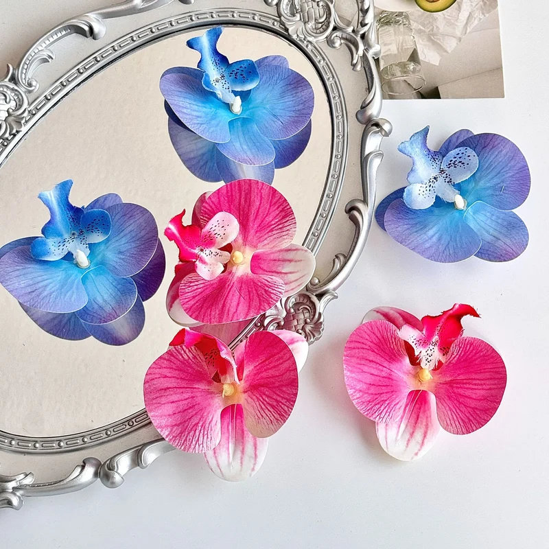 24 Stücke Orchideen-Dekorationen | Real Touch PU Künstliche Blumen | Orchideenköpfe & Künstliche Phalaenopsis-Blumenköpfe für DIY-Kunsthandwerk, Heim- und Hochzeitsdekoration