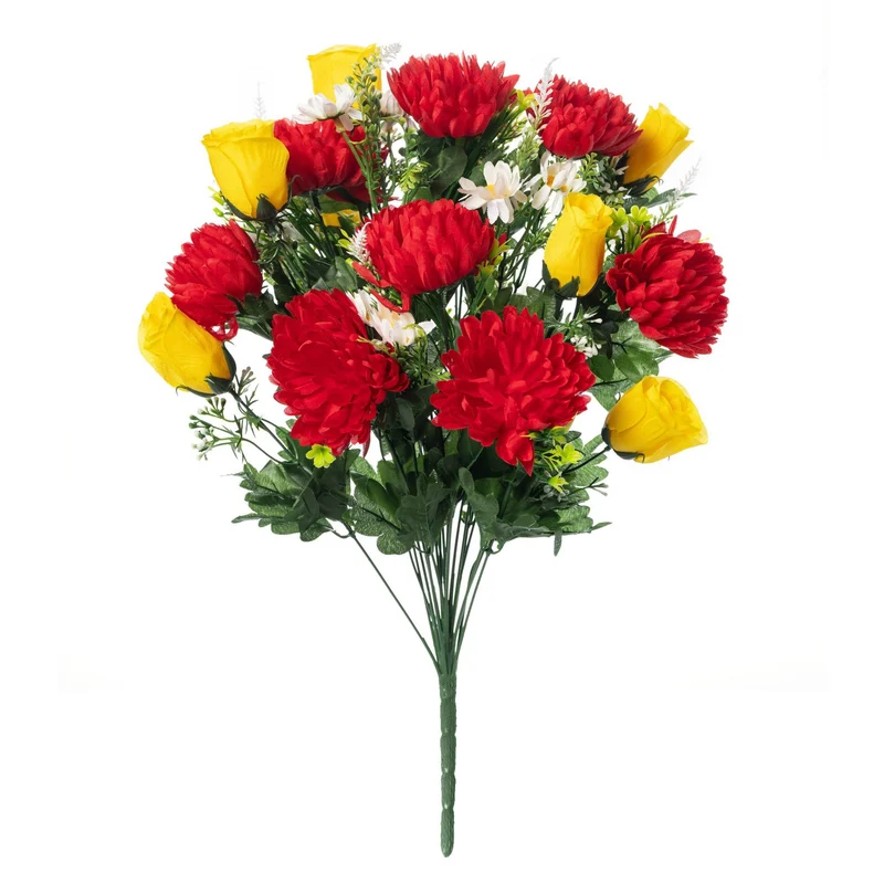 58 cm Künstliche Chrysanthemen-Rosenstrauchblumen zur Allerseelen- und Halloween-Dekoration
