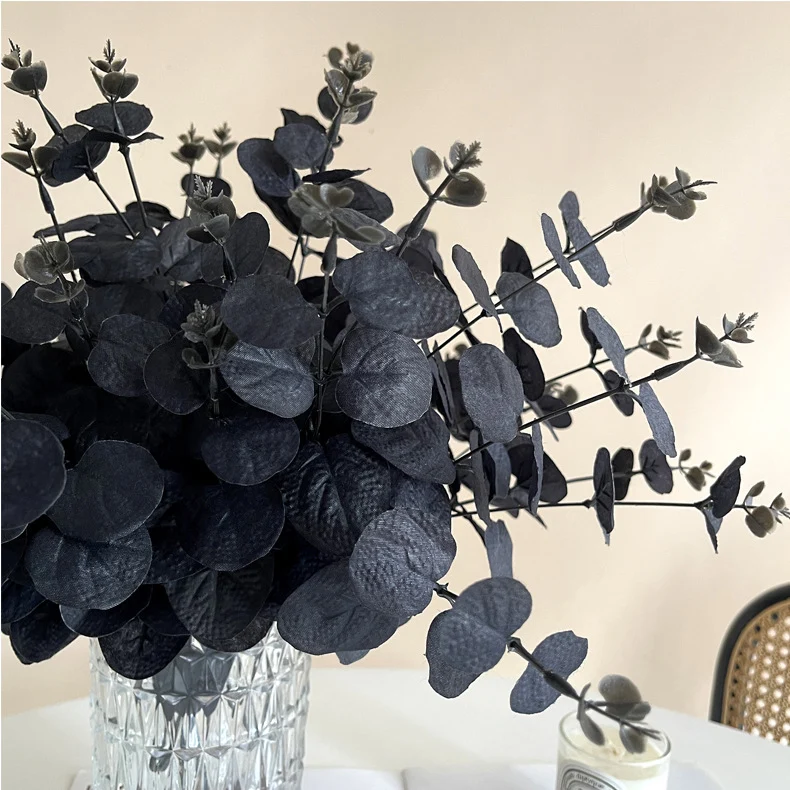 40 cm künstlicher Eukalyptusblätter-Busch, 4 Stängel für Halloween-Dekoration
