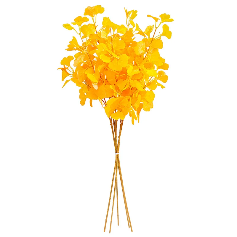 5 Stängel Künstliche Ginkgoblätter – Für Herbstdekoration & DIY Blumenarrangements