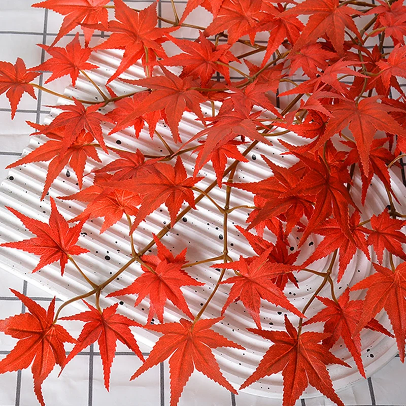 68 cm Künstliche Rote Ahornblätter Zweige – Für Herbstdekoration & DIY Blumenarrangements