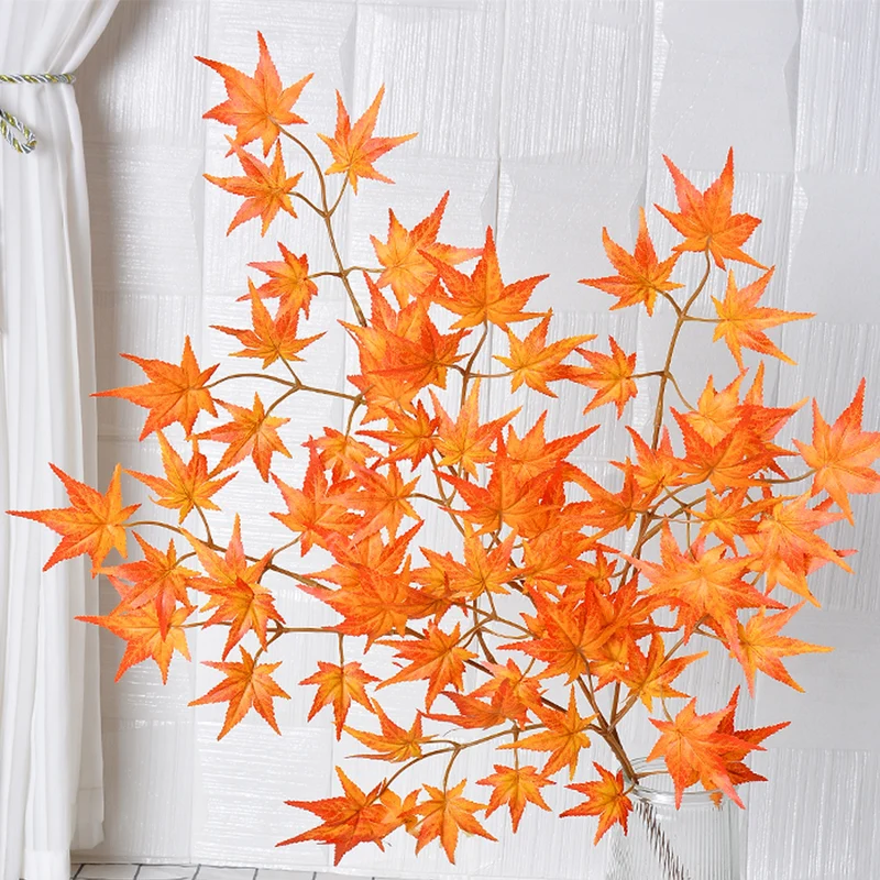 68 cm Künstliche Rote Ahornblätter Zweige – Für Herbstdekoration & DIY Blumenarrangements