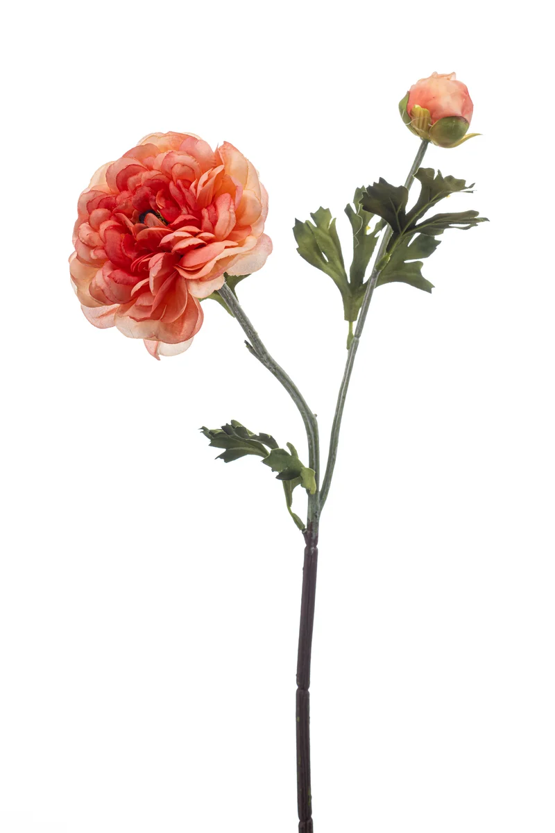 Ranunkel künstlich 47 cm - 1 Stiel - Coral