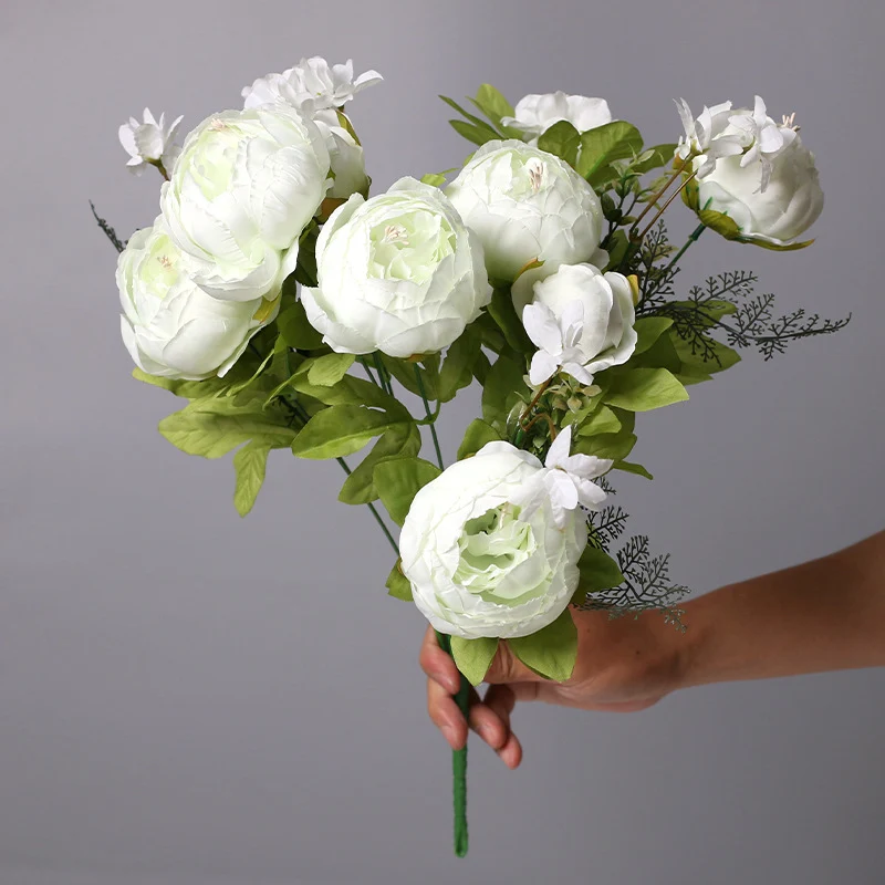 13 Stiele Pfingstrosen Kunstblumen, Dekoration für Hochzeit, Zuhause & Tischschmuck