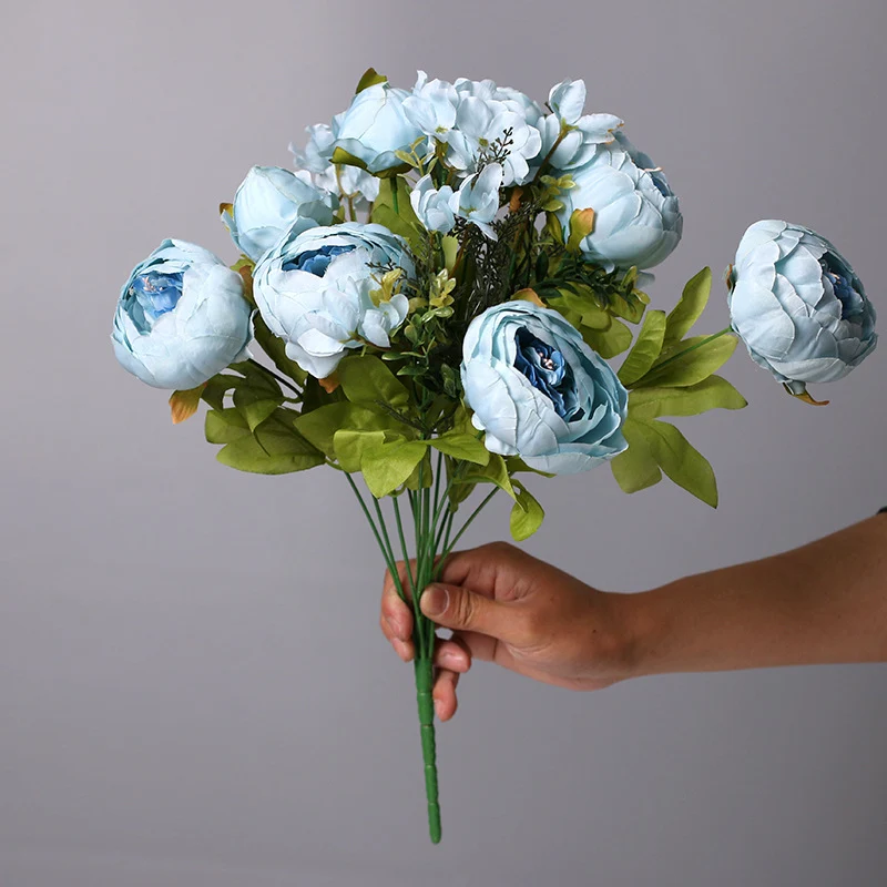 13 Stiele Pfingstrosen Kunstblumen, Dekoration für Hochzeit, Zuhause & Tischschmuck