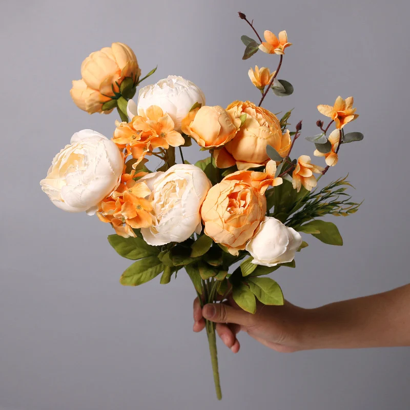 13 Stiele Pfingstrosen Kunstblumen, Dekoration für Hochzeit, Zuhause & Tischschmuck
