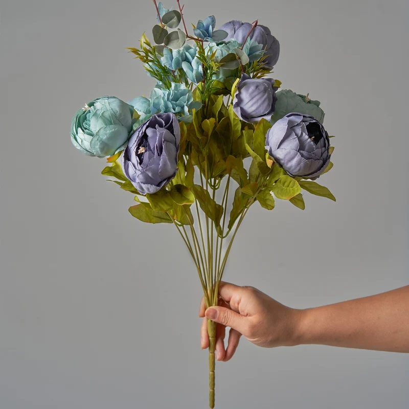 13 Stiele Pfingstrosen Kunstblumen, Dekoration für Hochzeit, Zuhause & Tischschmuck