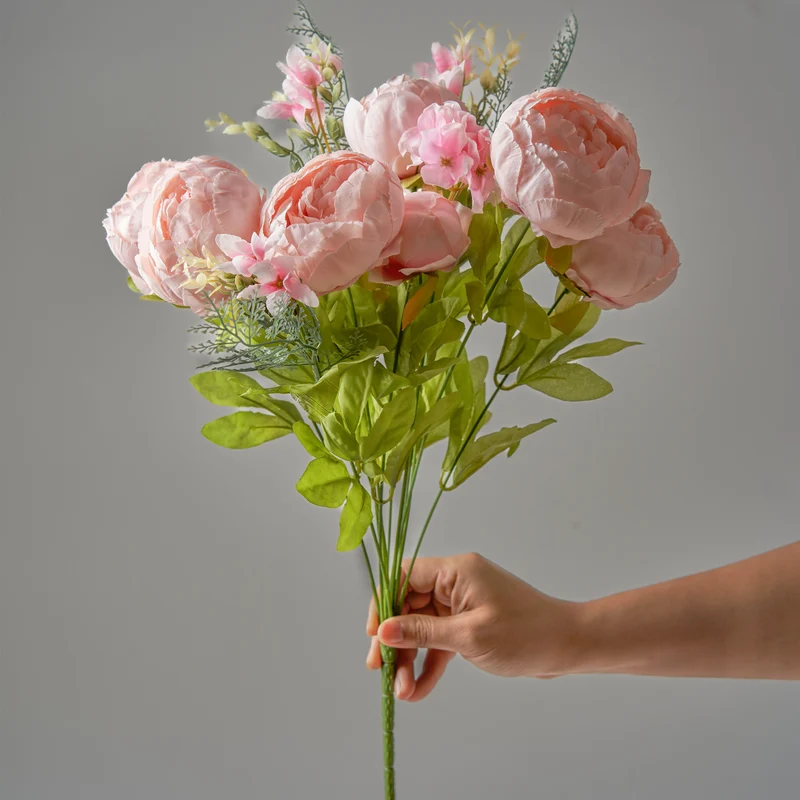 13 Stiele Pfingstrosen Kunstblumen, Dekoration für Hochzeit, Zuhause & Tischschmuck