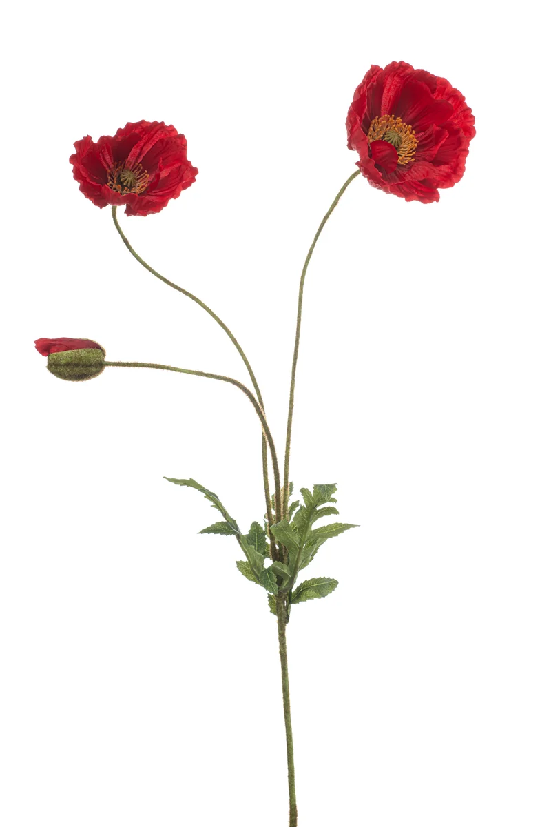 Mohnblumen künstlich 75 cm - 1 Stiel - Rot