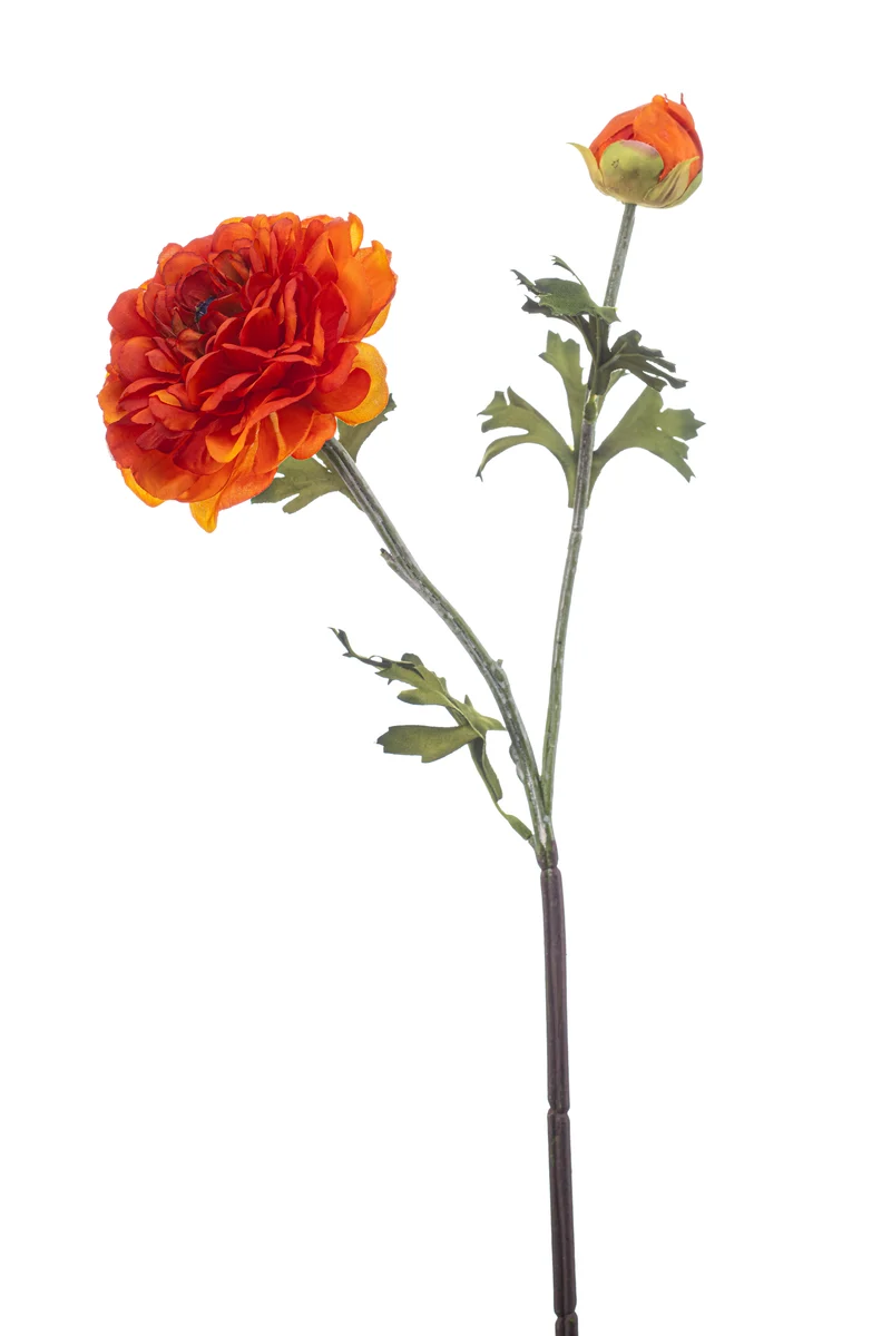 Ranunkel künstlich 47 cm - 1 Stiel - Orange