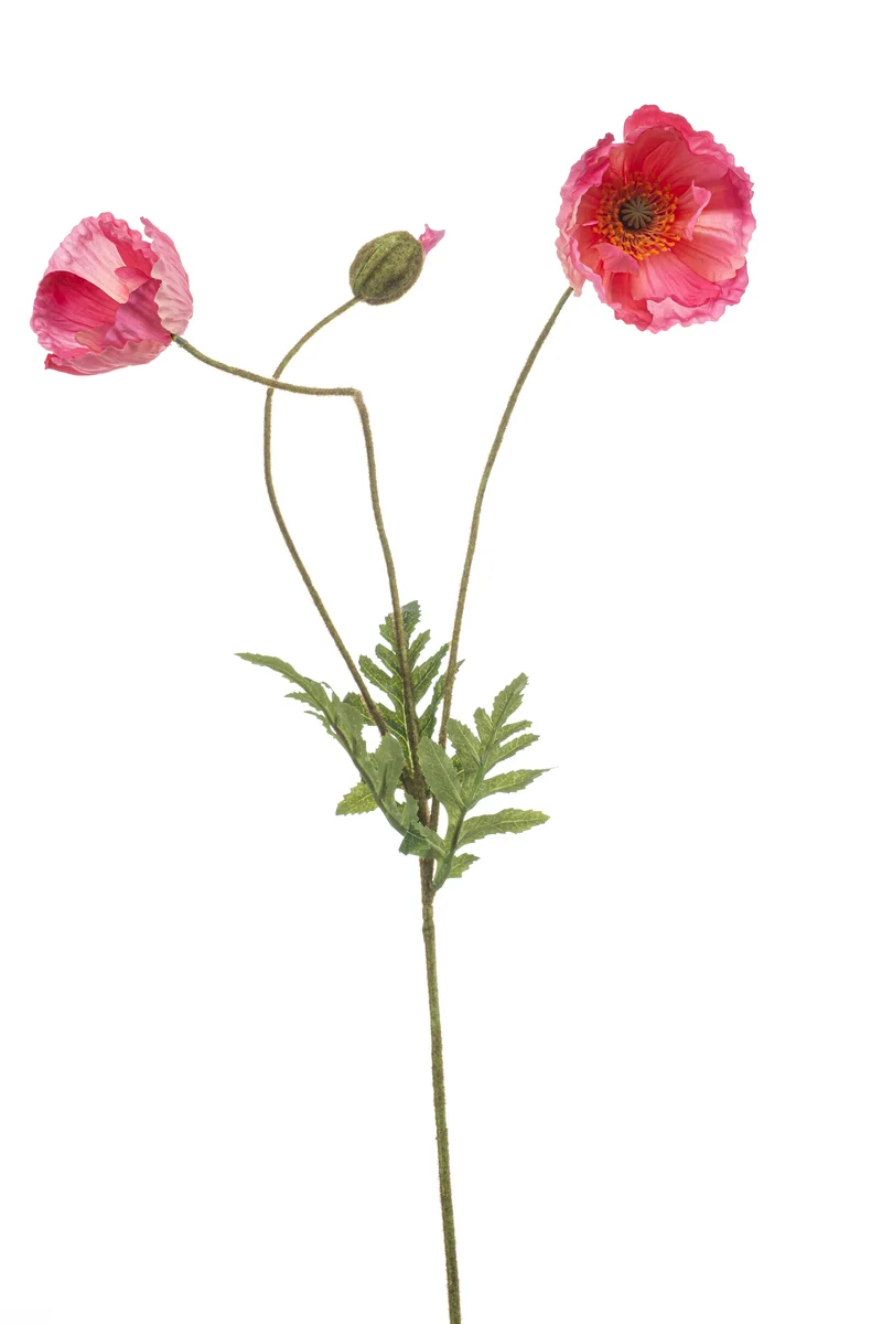 Mohnblumen künstlich 75 cm - 1 Stiel - Rosa