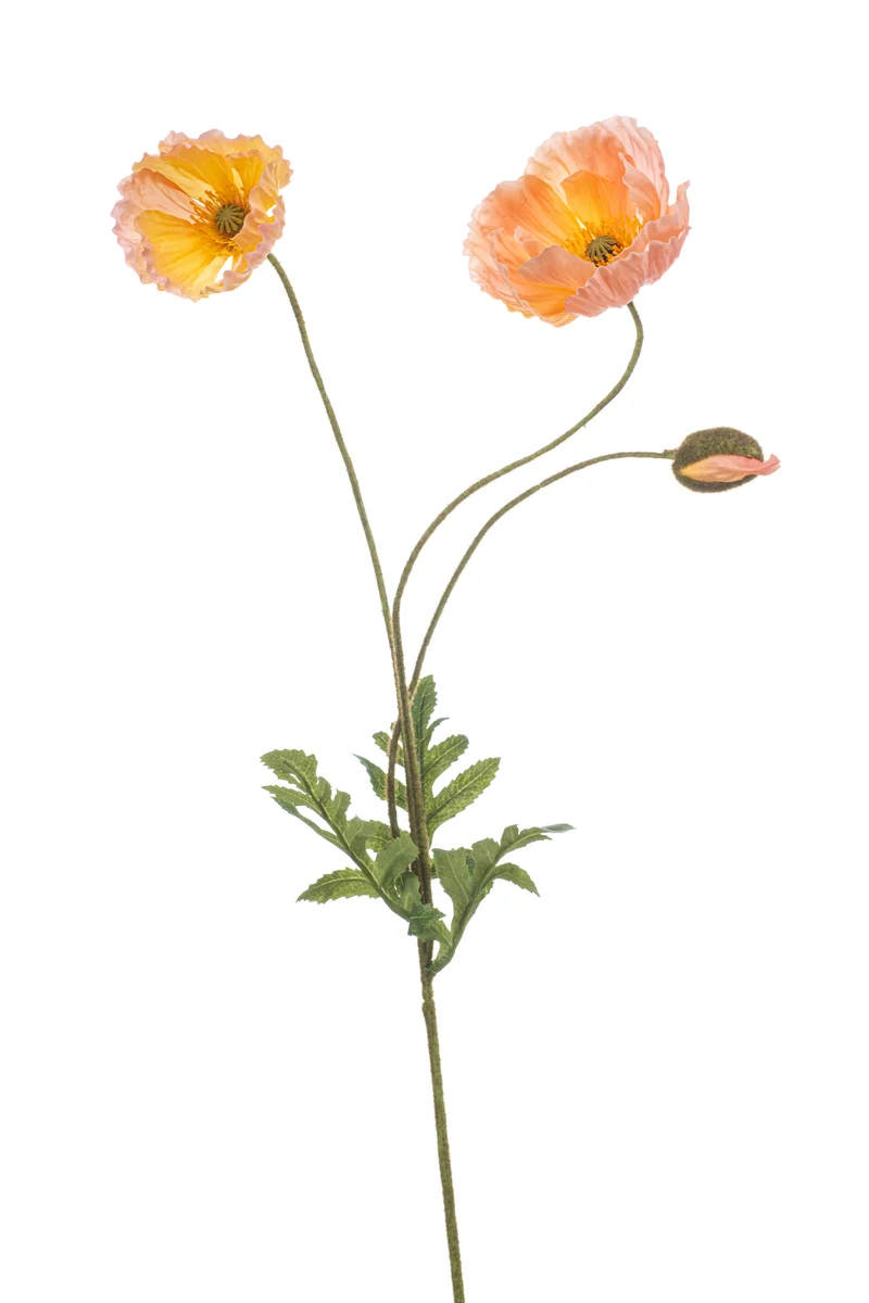 Mohnblumen künstlich 75 cm - 1 Stiel - Pfirsich