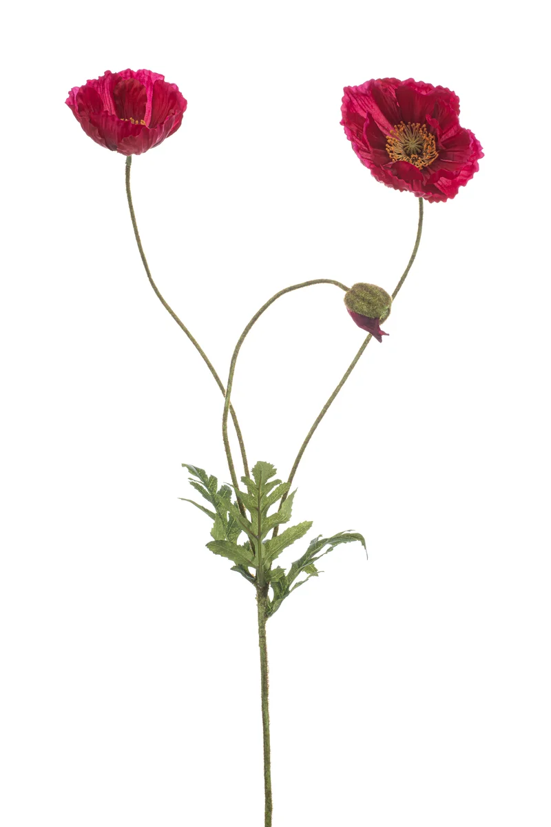 Mohnblumen künstlich 75 cm - 1 Stiel - Fuchsienrot