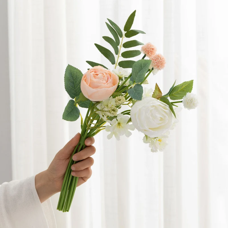 Großhandel: 40cm Kunst-Rosen-Bouquet mit simuliertem gebranntem Rand, Kunstblumen-Bouquet für Hochzeiten, DIY-Hochzeitsdekoration