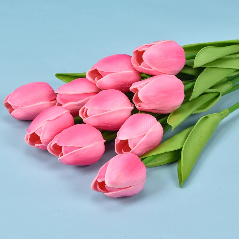 Großhandel: 10 Stück 34 cm kunstliche Tulpenstäbe, Blüten-Bouquet für Hochzeitsdekorationen