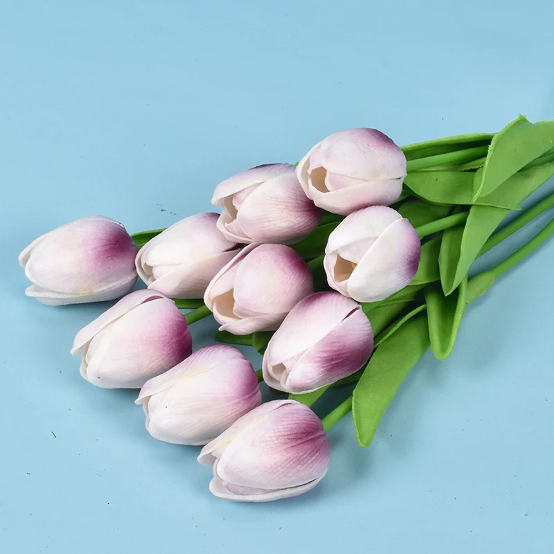 Großhandel: 10 Stück 34 cm kunstliche Tulpenstäbe, Blüten-Bouquet für Hochzeitsdekorationen