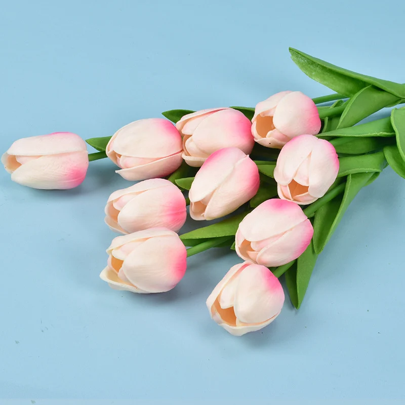 Großhandel: 10 Stück 34 cm kunstliche Tulpenstäbe, Blüten-Bouquet für Hochzeitsdekorationen